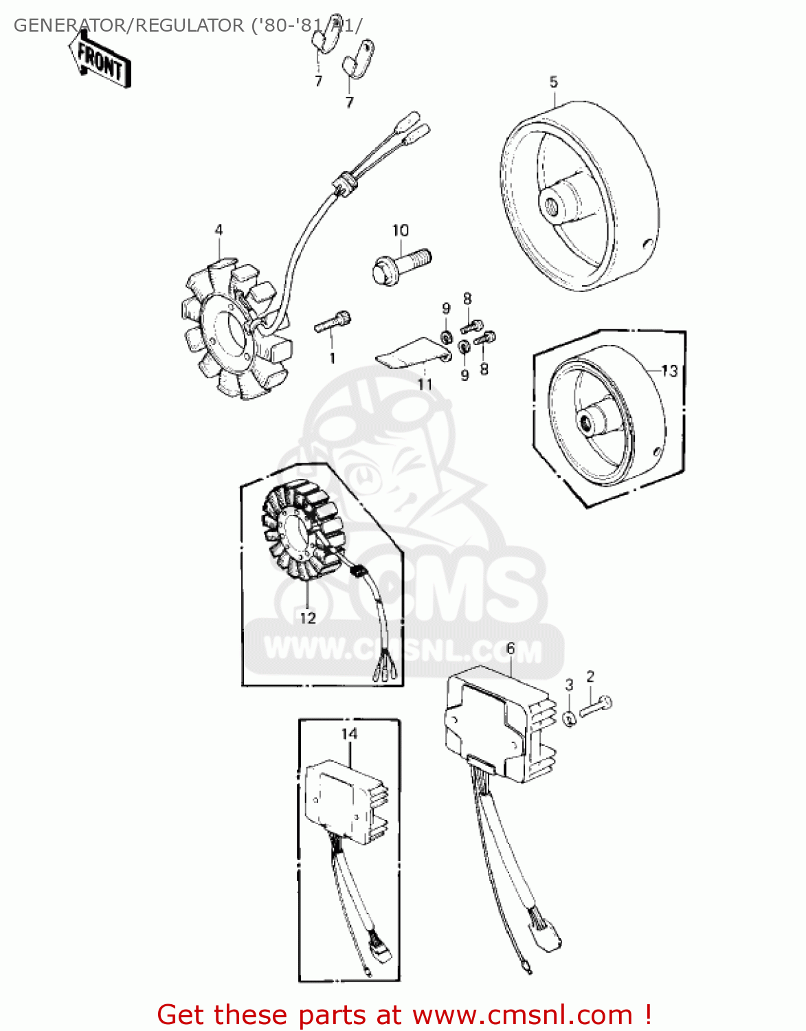 GENERATOR/REGULATOR ('80-'81 A1/ KZ550A1 1980 USA CANADA