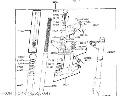 FRONT FORK (KZ550-A4) - KZ550A1 1980 USA CANADA