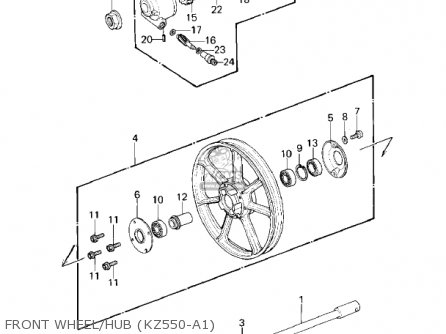 FRONT WHEEL/HUB (KZ550-A1) - KZ550A1 1980 USA CANADA