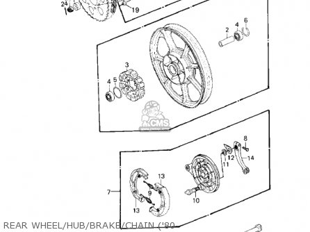 REAR WHEEL/HUB/BRAKE/CHAIN ('80- - KZ550A1 1980 USA CANADA