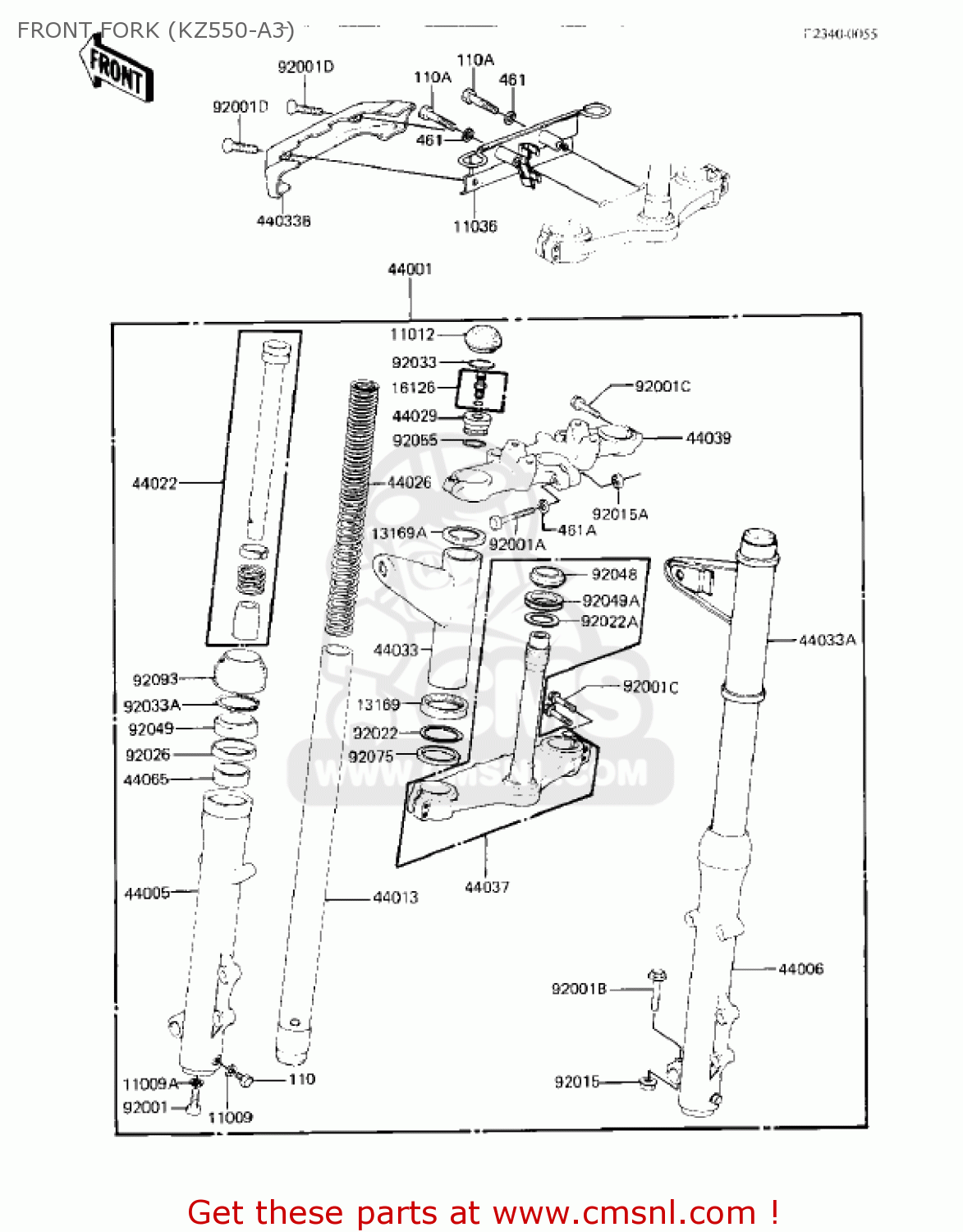 FRONT FORK (KZ550-A3) KZ550A2 1981 USA CANADA