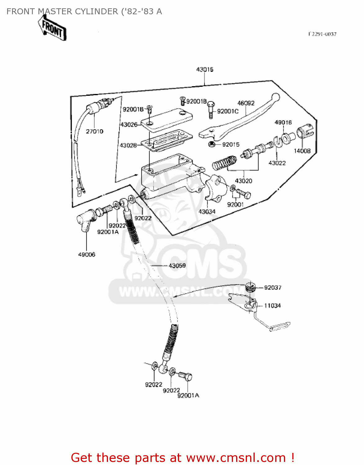 FRONT MASTER CYLINDER ('82-'83 A KZ550A2 1981 USA CANADA
