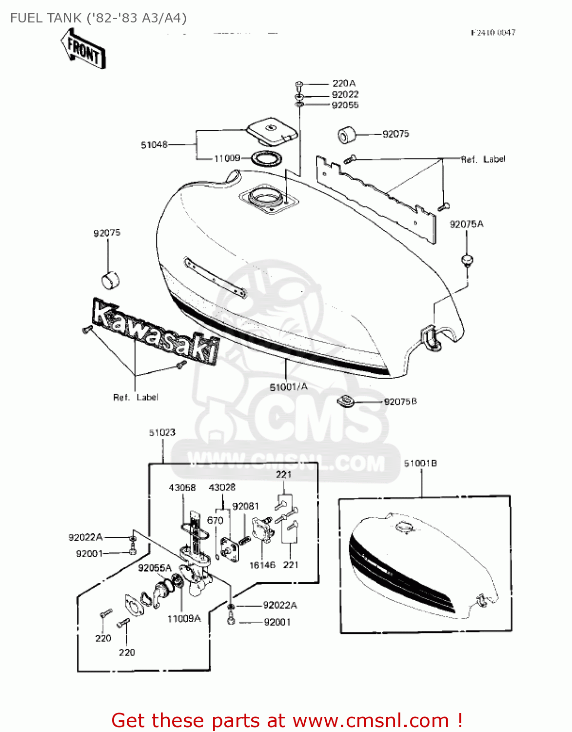 FUEL TANK ('82-'83 A3/A4) KZ550A2 1981 USA CANADA