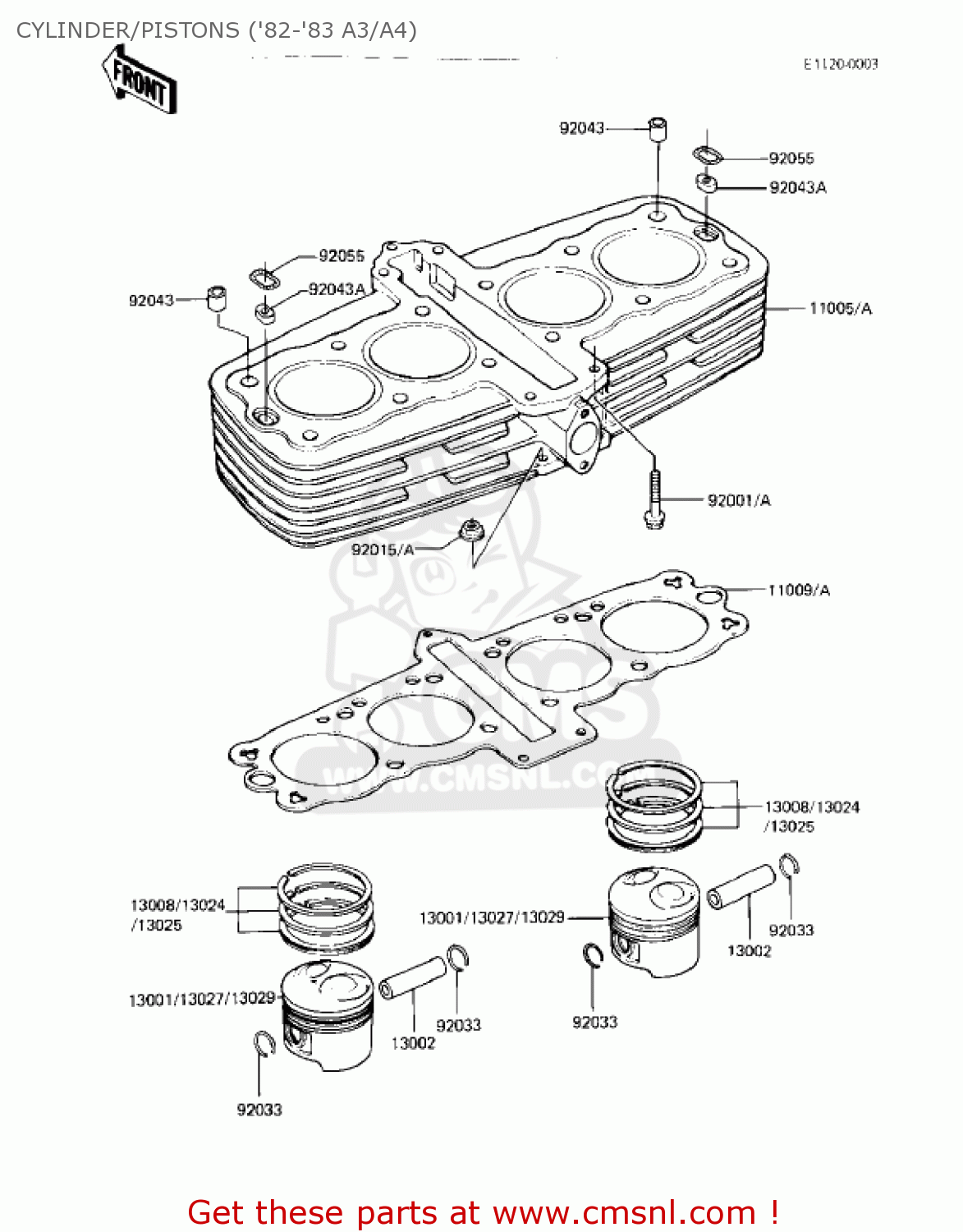 CYLINDER/PISTONS ('82-'83 A3/A4) KZ550A2 1981 USA CANADA