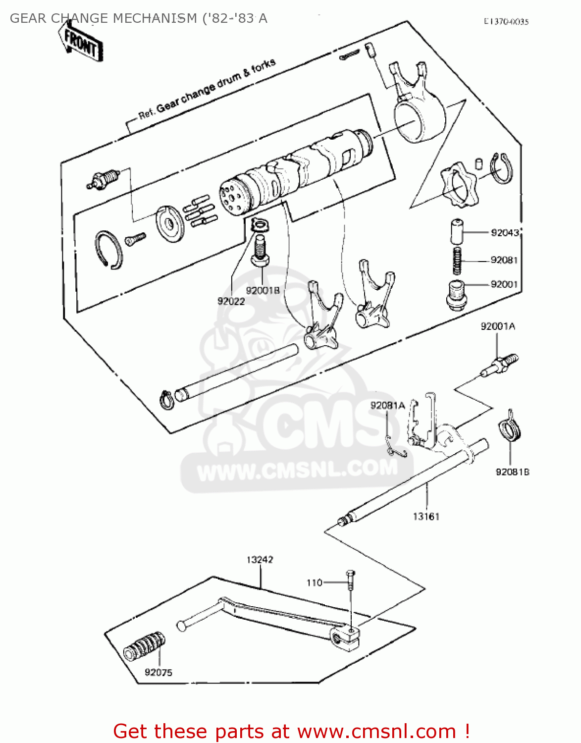 GEAR CHANGE MECHANISM ('82-'83 A KZ550A2 1981 USA CANADA