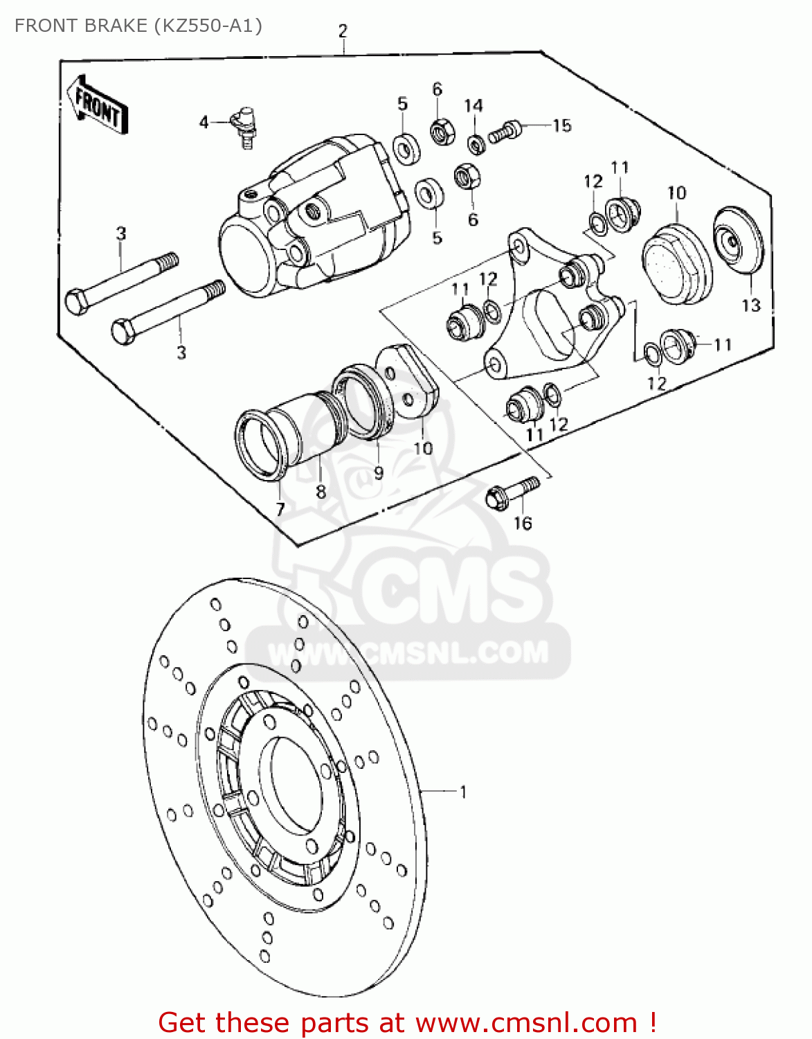 FRONT BRAKE (KZ550-A1) KZ550A2 1981 USA CANADA