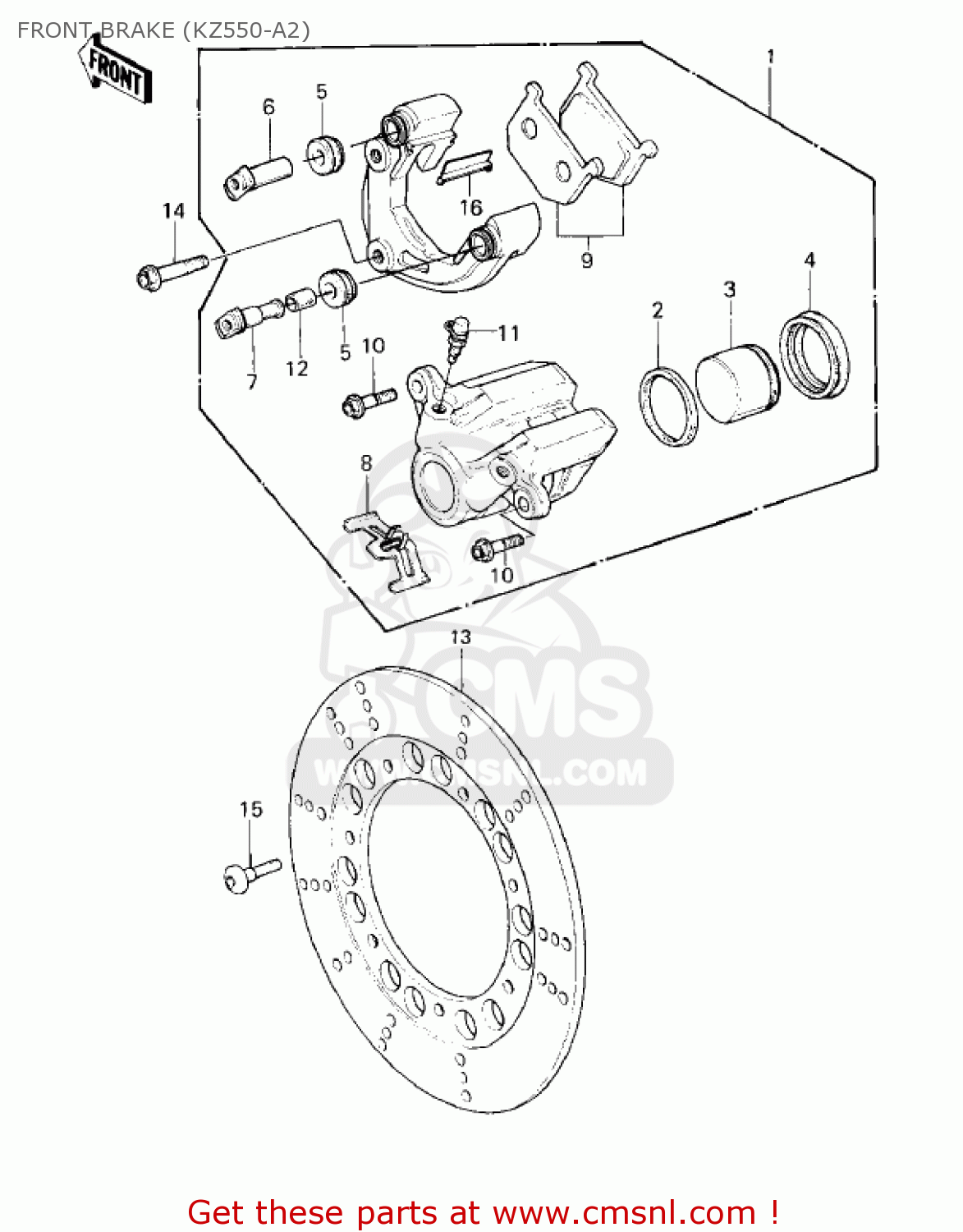 FRONT BRAKE (KZ550-A2) KZ550A2 1981 USA CANADA