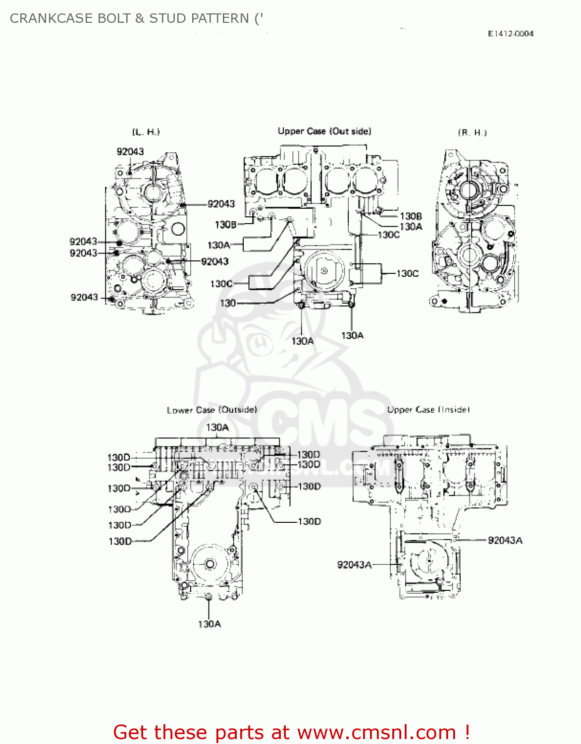 CRANKCASE BOLT & STUD PATTERN (' KZ550A2 1981 USA CANADA