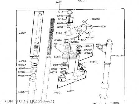 FRONT FORK (KZ550-A3) - KZ550A2 1981 USA CANADA