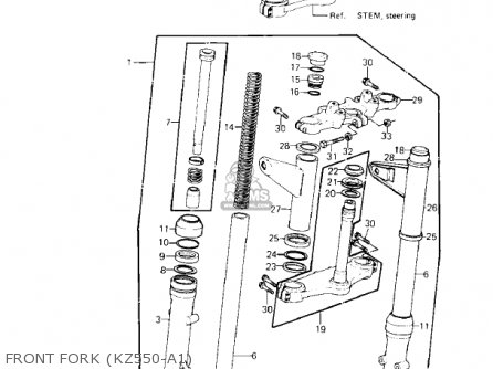 FRONT FORK (KZ550-A1) - KZ550A2 1981 USA CANADA