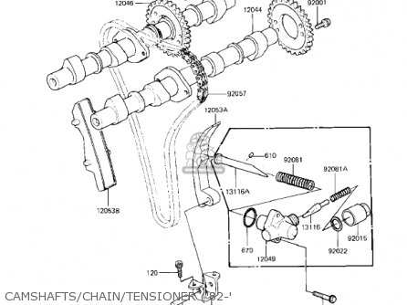 CAMSHAFTS/CHAIN/TENSIONER ('82-' - KZ550A2 1981 USA CANADA