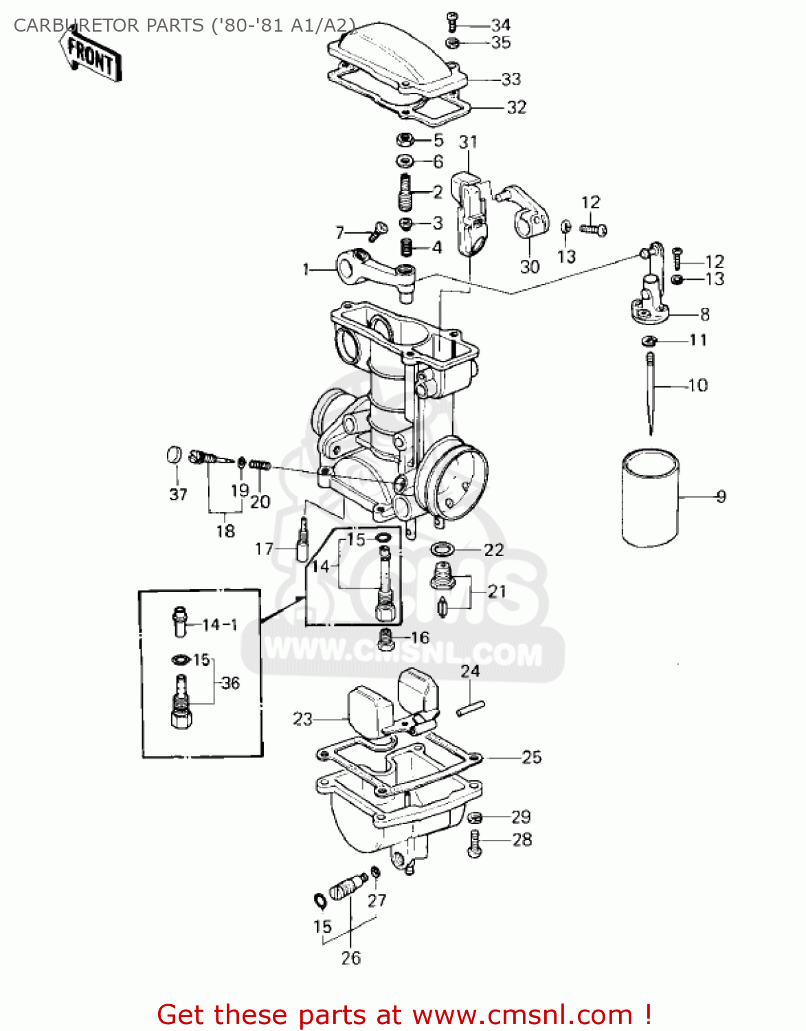 Kawasaki KZ550A3 1982 USA CANADA CARBURETOR PARTS ('80-'81 A1/A2) - buy ...