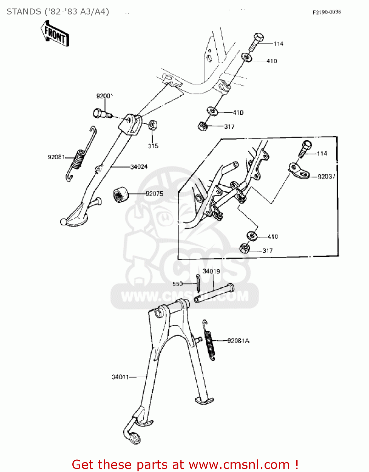 STANDS ('82-'83 A3/A4) KZ550A3 1982 USA CANADA