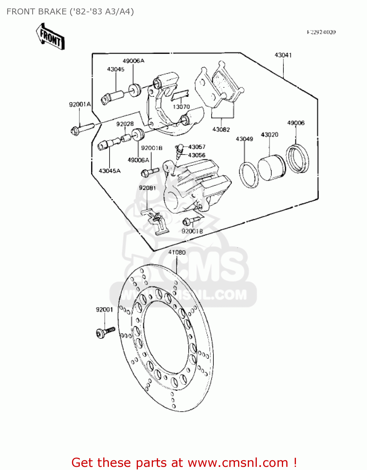 FRONT BRAKE ('82-'83 A3/A4) KZ550A3 1982 USA CANADA