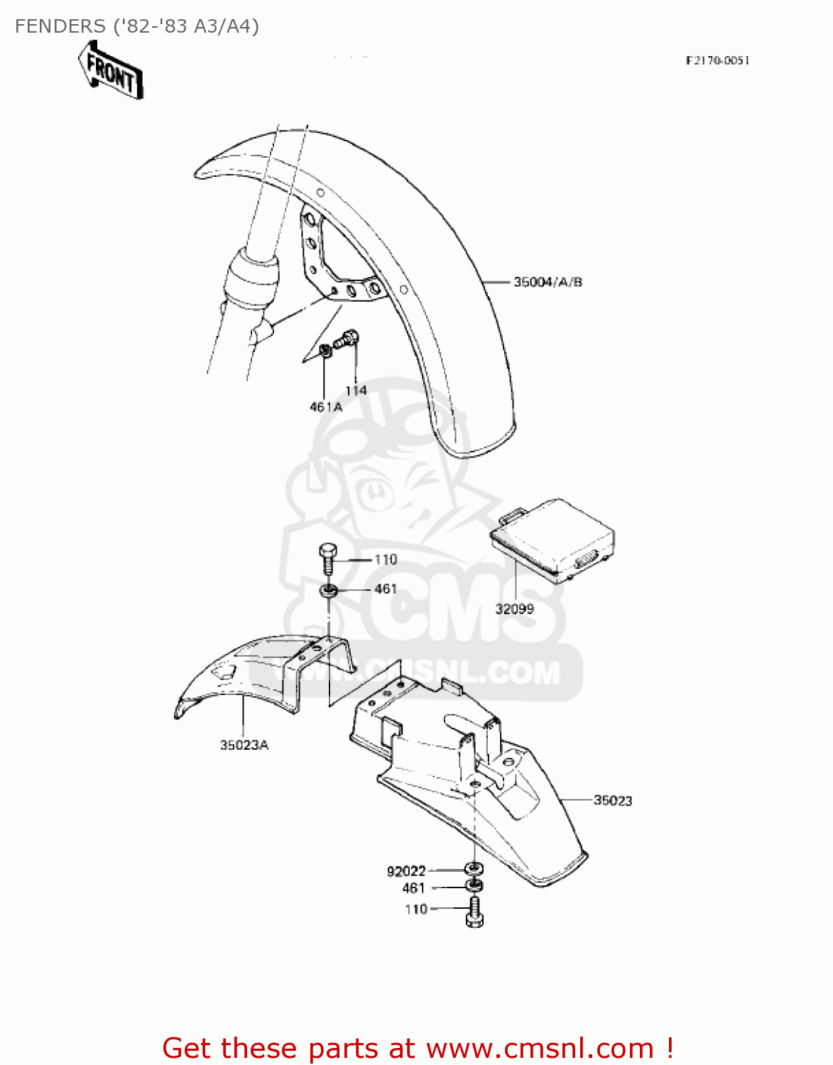 FENDERS ('82-'83 A3/A4) KZ550A3 1982 USA CANADA