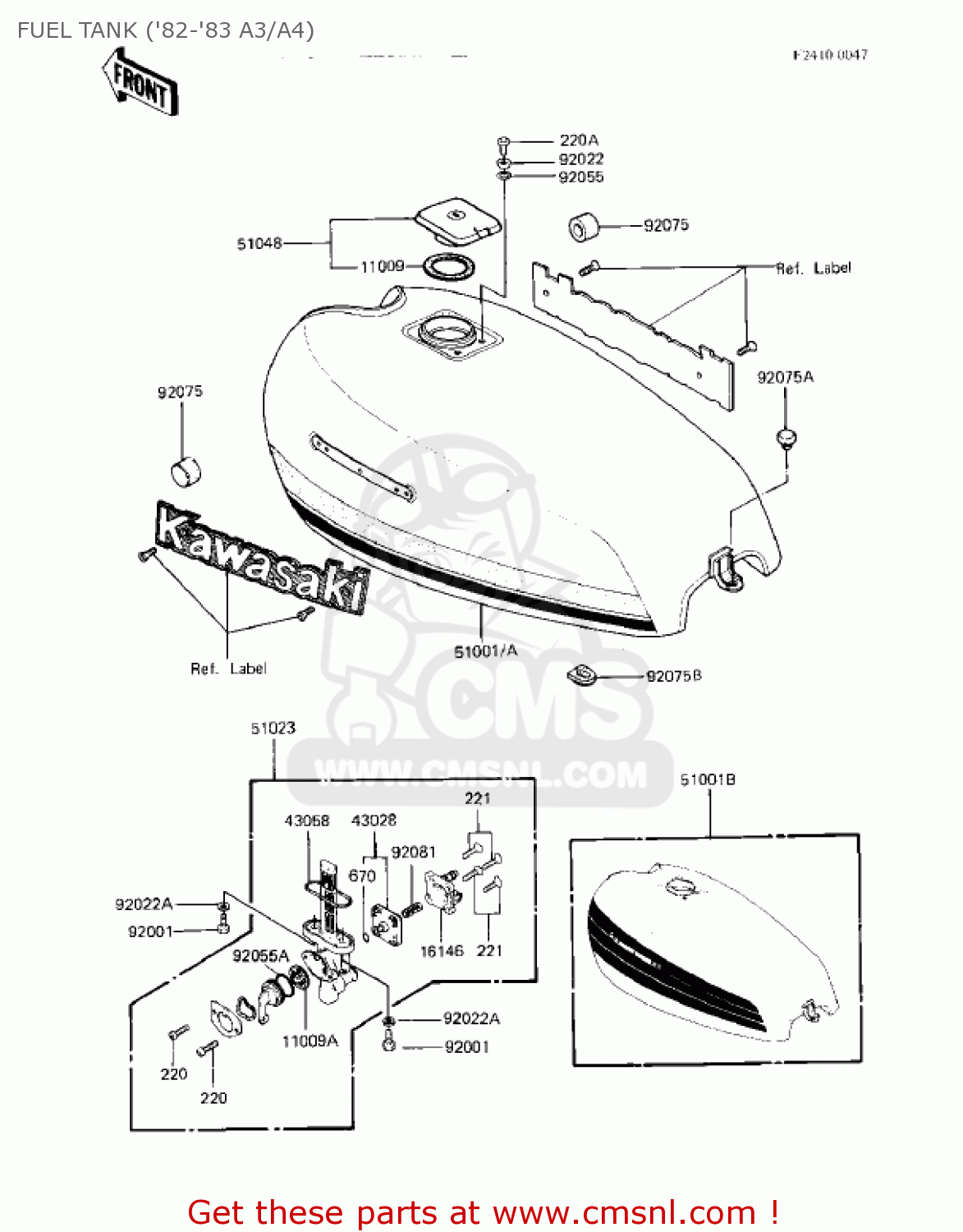 FUEL TANK ('82-'83 A3/A4) KZ550A3 1982 USA CANADA