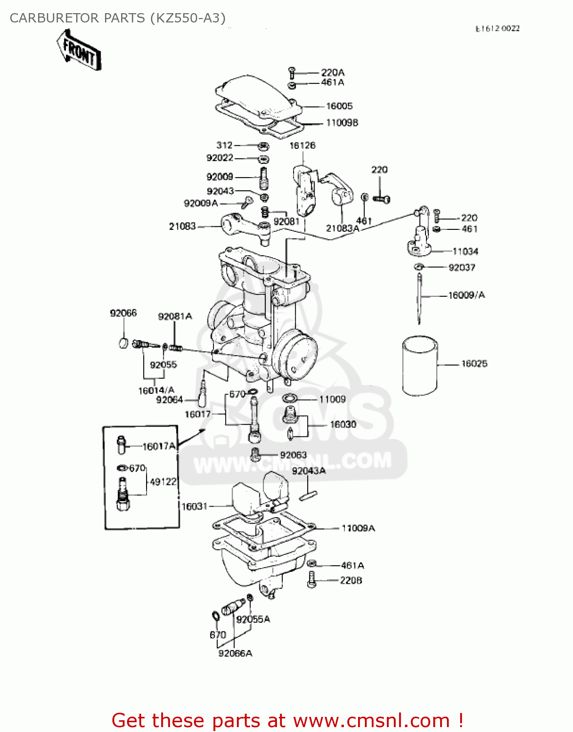 CARBURETOR PARTS (KZ550-A3) KZ550A3 1982 USA CANADA