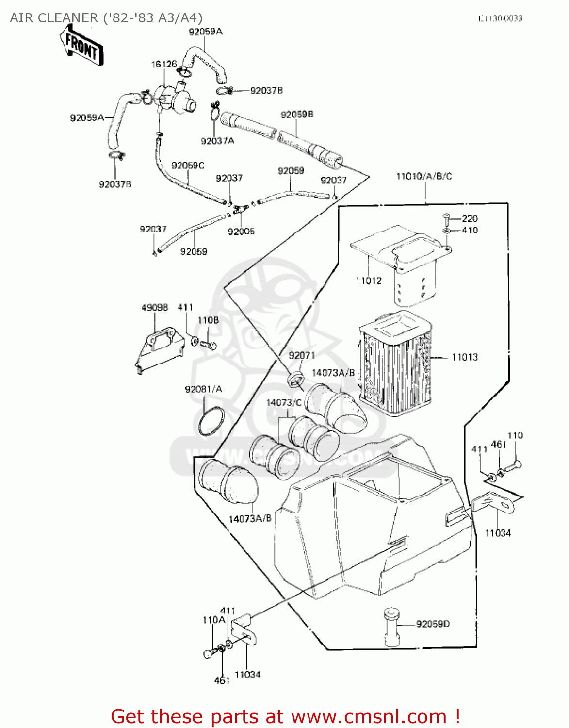 AIR CLEANER ('82-'83 A3/A4) KZ550A3 1982 USA CANADA