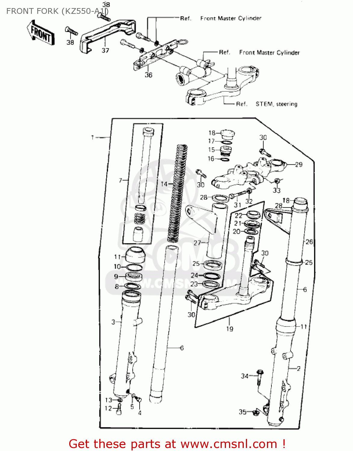 FRONT FORK (KZ550-A1) KZ550A3 1982 USA CANADA