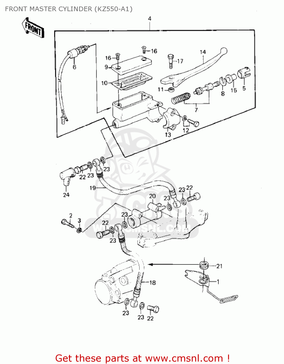 FRONT MASTER CYLINDER (KZ550-A1) KZ550A3 1982 USA CANADA