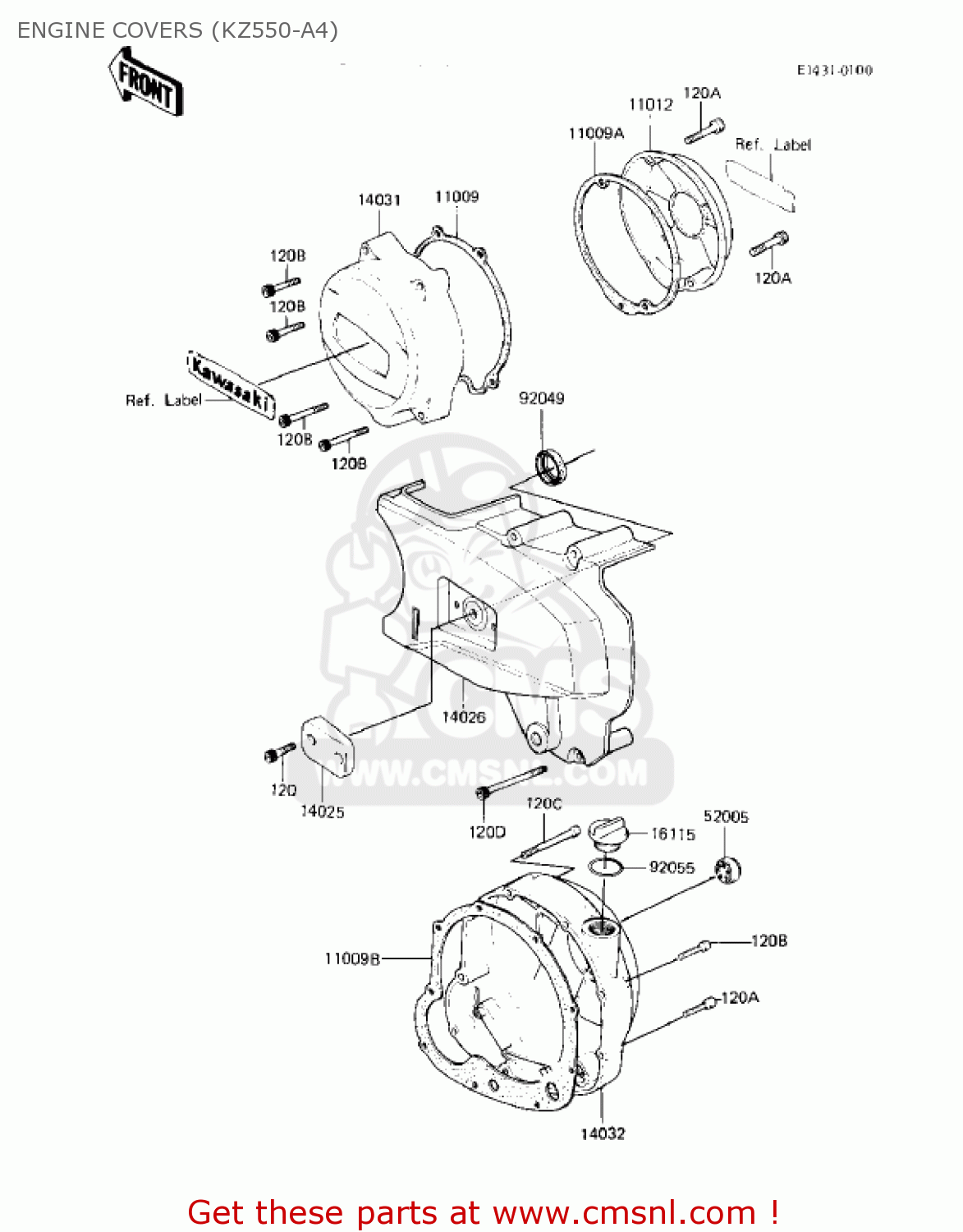 ENGINE COVERS (KZ550-A4) KZ550A3 1982 USA CANADA