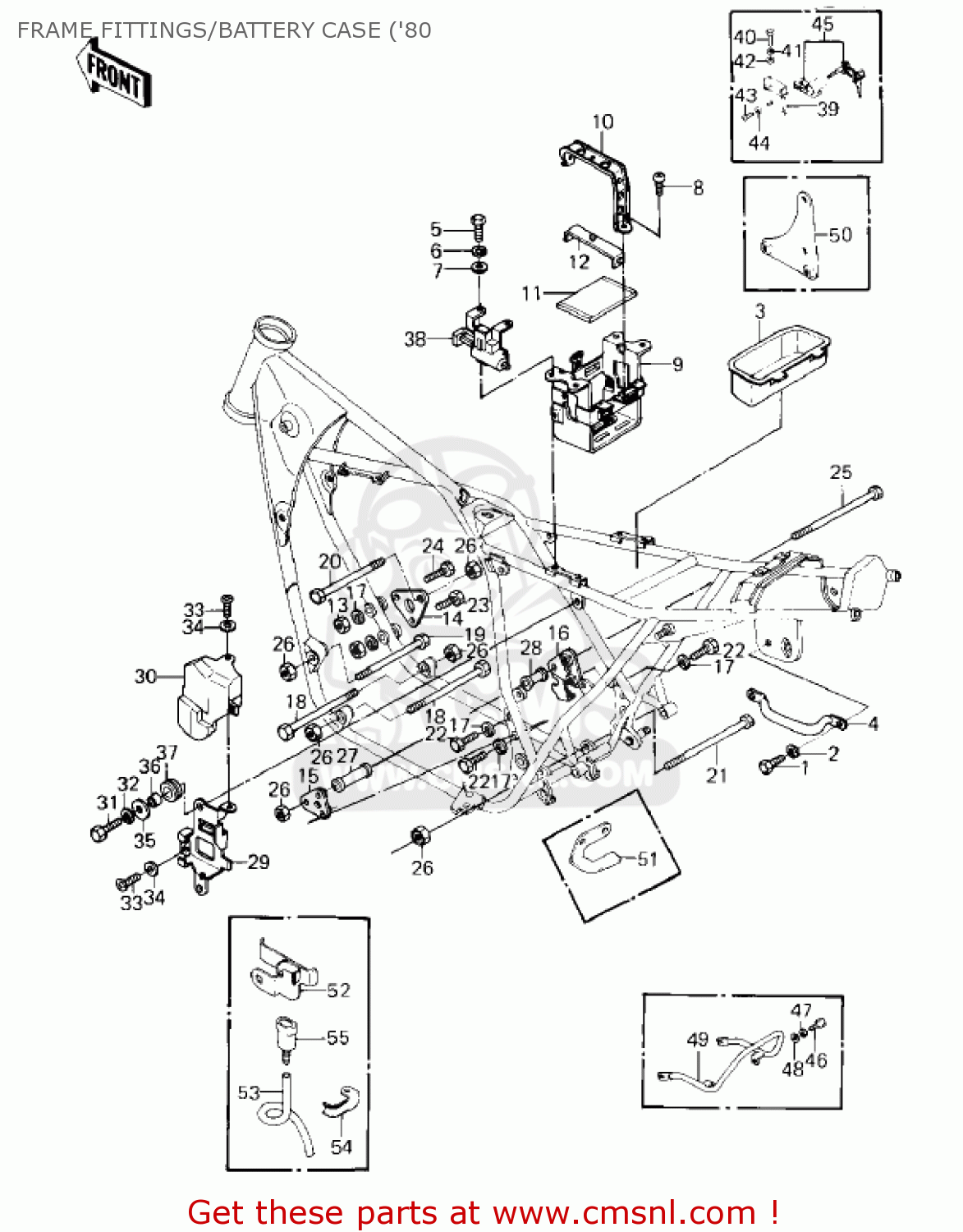 FRAME FITTINGS/BATTERY CASE ('80 KZ550A3 1982 USA CANADA