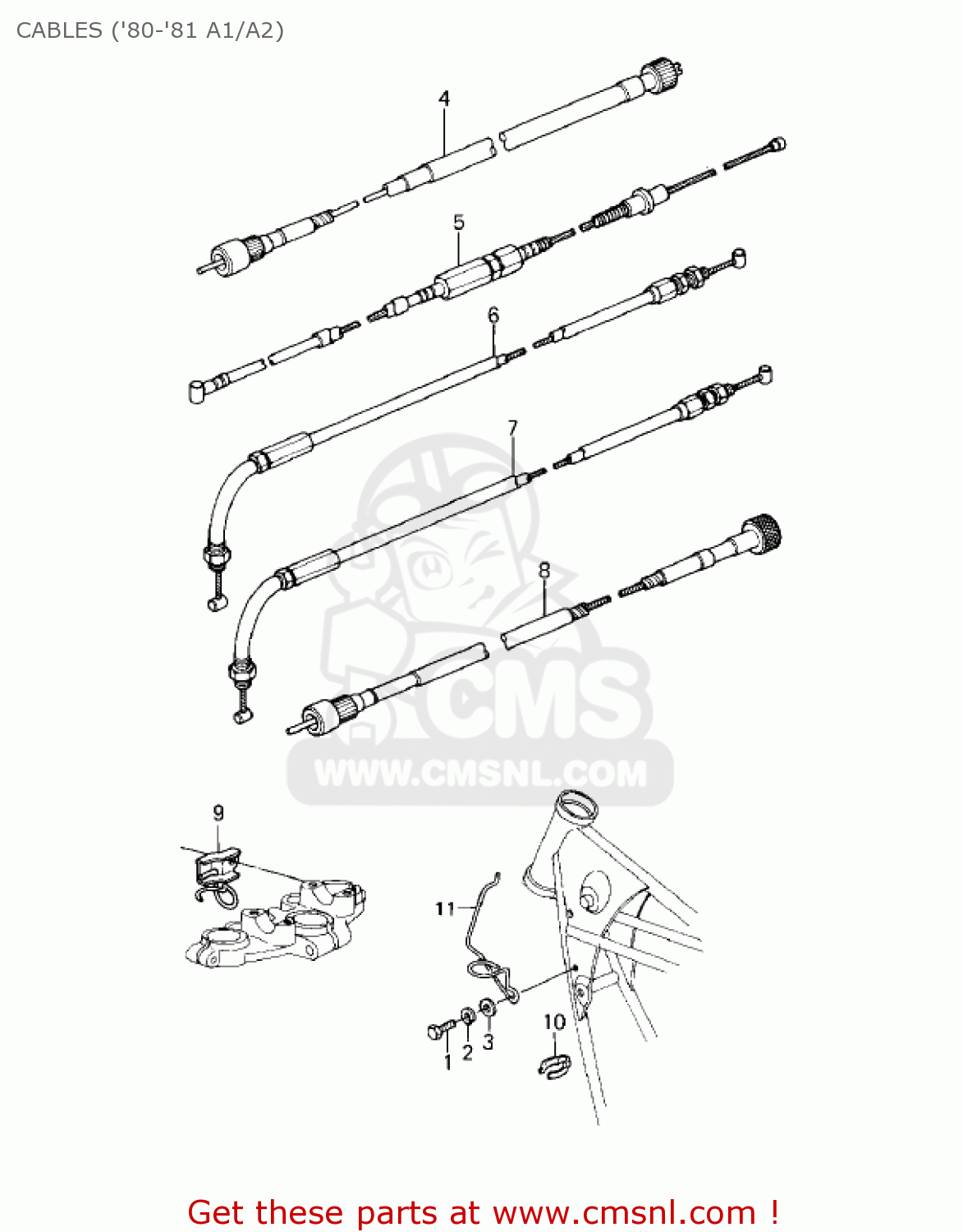 CABLES ('80-'81 A1/A2) KZ550A3 1982 USA CANADA