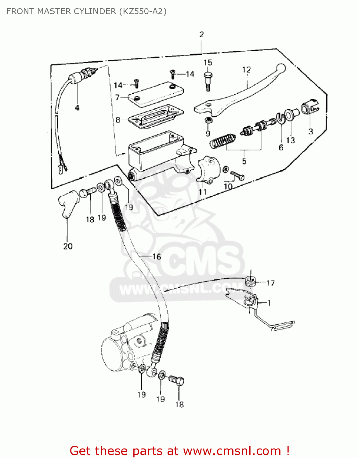 FRONT MASTER CYLINDER (KZ550-A2) KZ550A3 1982 USA CANADA