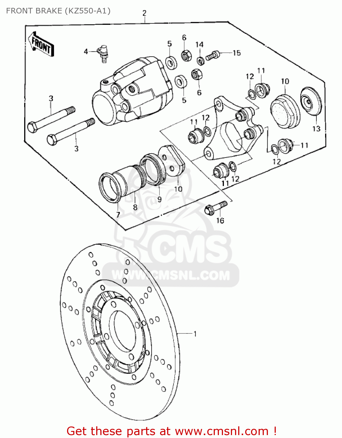 FRONT BRAKE (KZ550-A1) KZ550A3 1982 USA CANADA