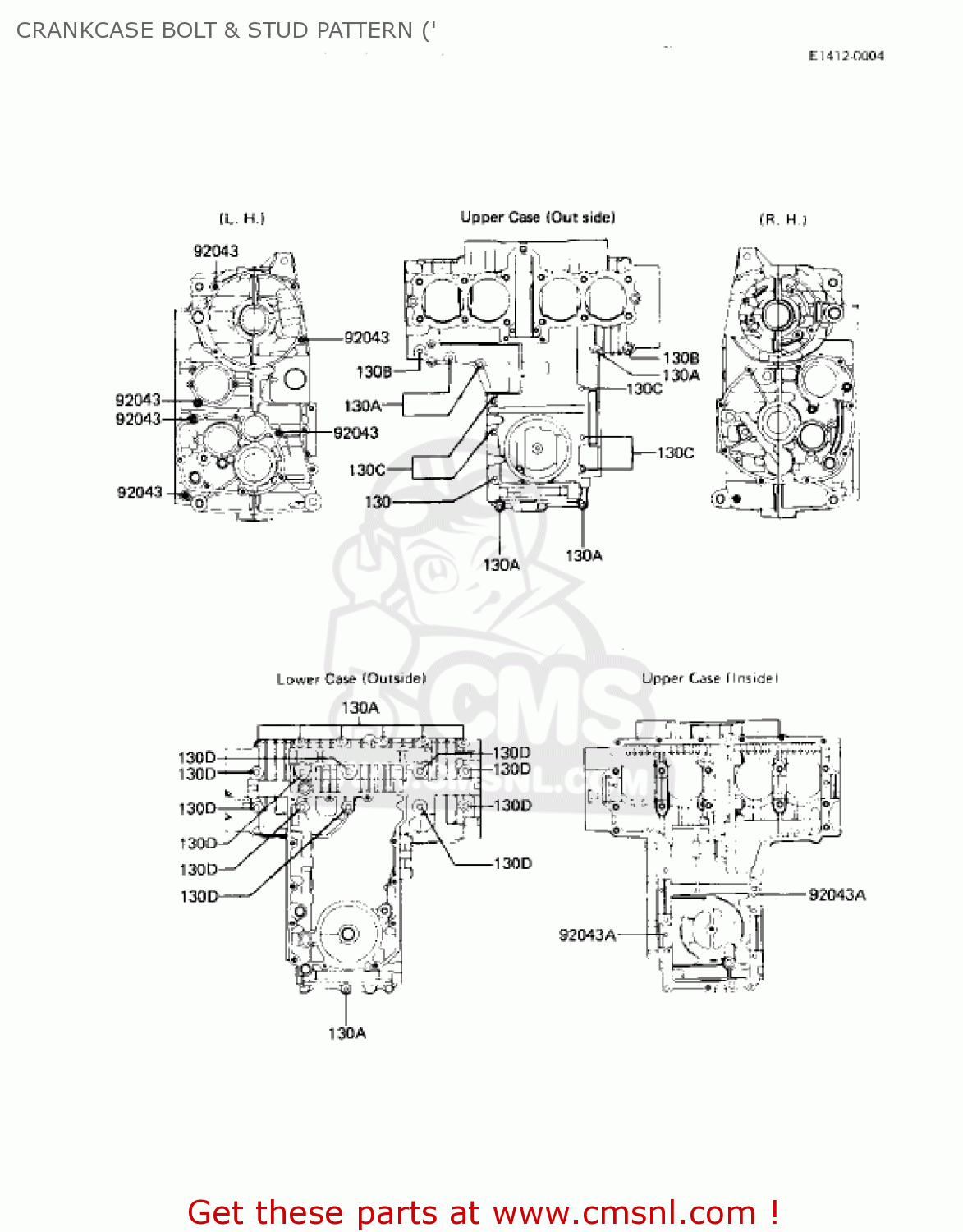 CRANKCASE BOLT & STUD PATTERN (' KZ550A3 1982 USA CANADA