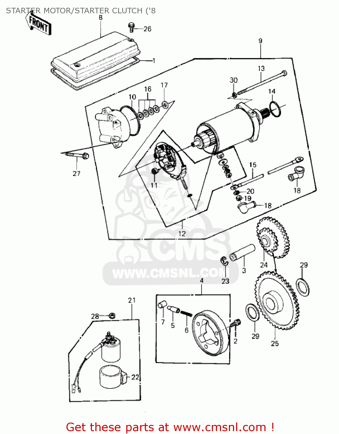 STARTER MOTOR/STARTER CLUTCH ('8 KZ550A3 1982 USA CANADA