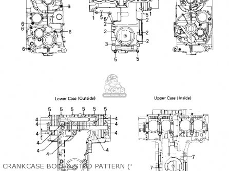CRANKCASE BOLT & STUD PATTERN (' - KZ550A3 1982 USA CANADA