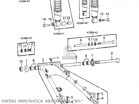 SWING ARM/SHOCK ABSORBERS ('80-' - KZ550A3 1982 USA CANADA