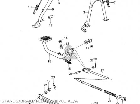 STANDS/BRAKE PEDAL ('80-'81 A1/A - KZ550A3 1982 USA CANADA