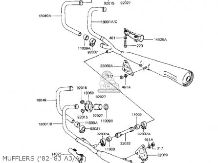 MUFFLERS ('82-'83 A3/A4) - KZ550A3 1982 USA CANADA