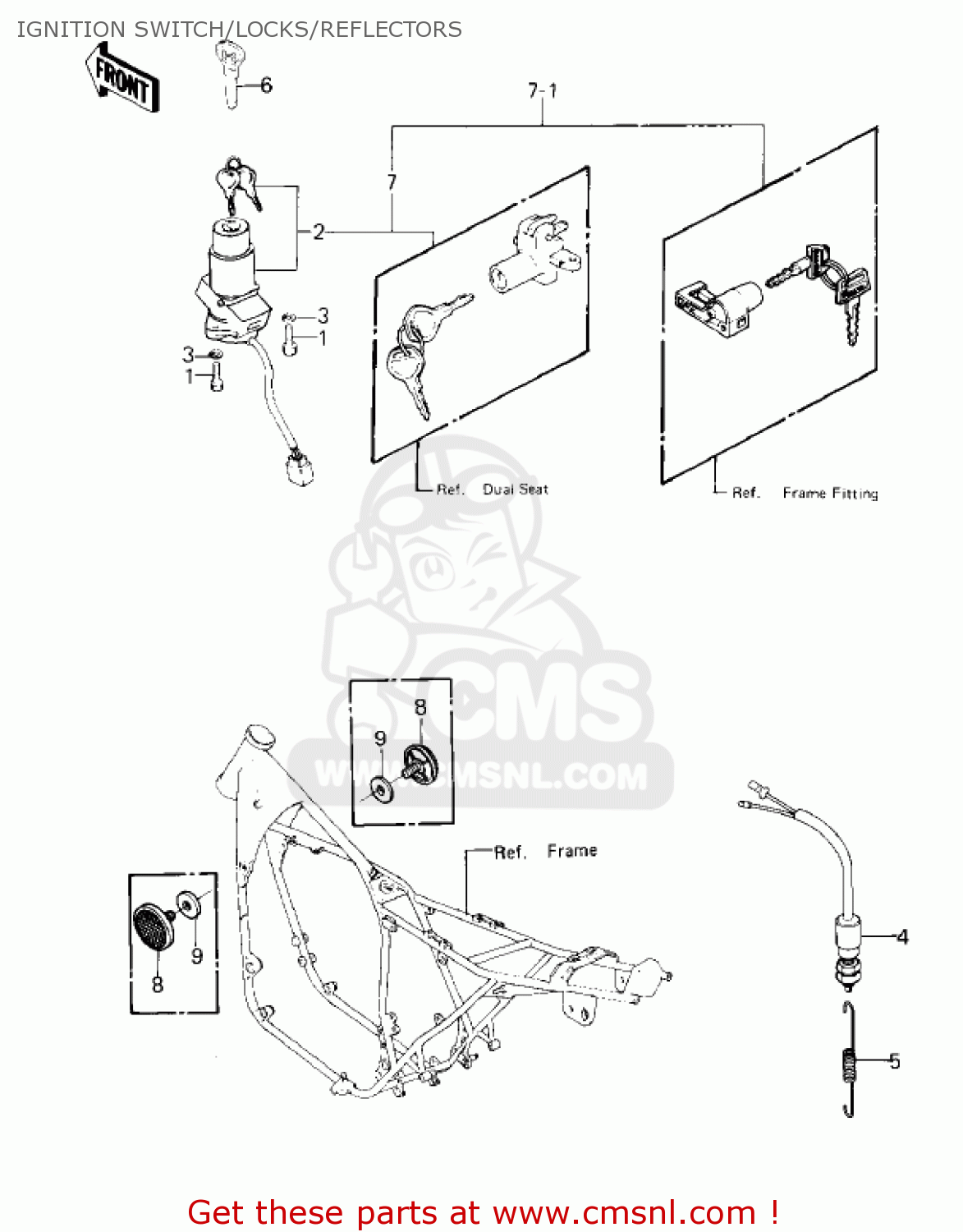 IGNITION SWITCH/LOCKS/REFLECTORS KZ550A4 1983 USA CANADA
