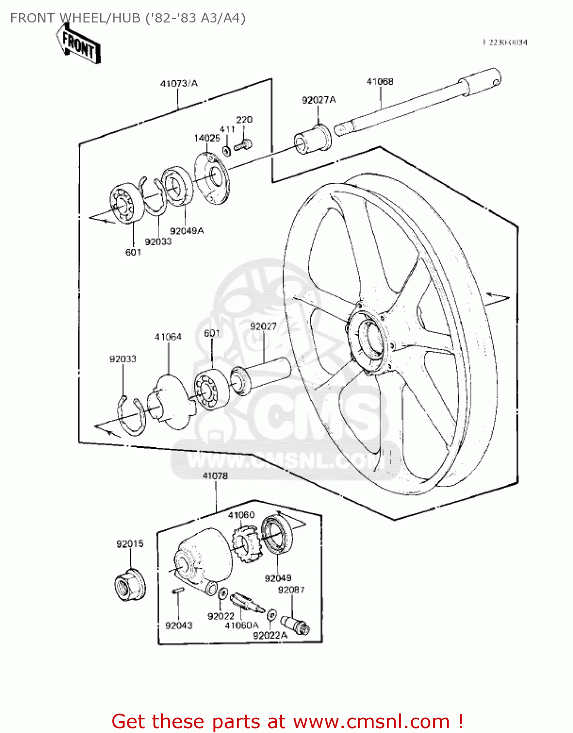 FRONT WHEEL/HUB ('82-'83 A3/A4) KZ550A4 1983 USA CANADA
