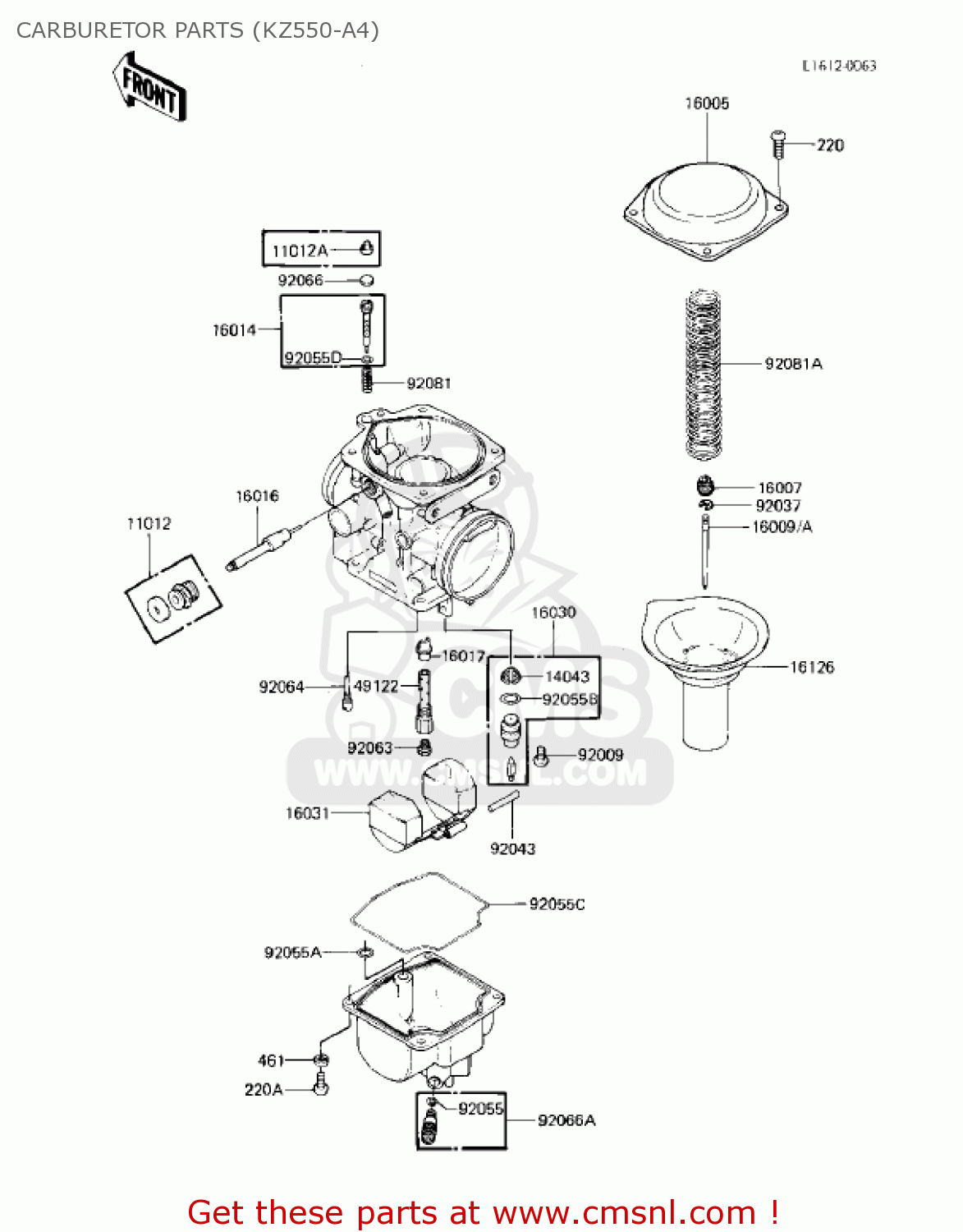 CARBURETOR PARTS (KZ550-A4) KZ550A4 1983 USA CANADA