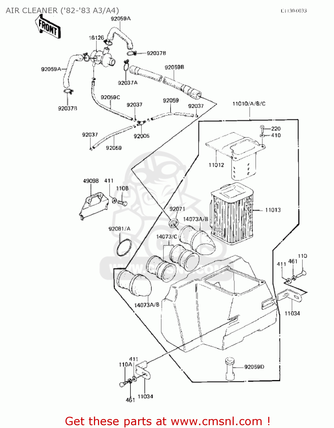 AIR CLEANER ('82-'83 A3/A4) KZ550A4 1983 USA CANADA