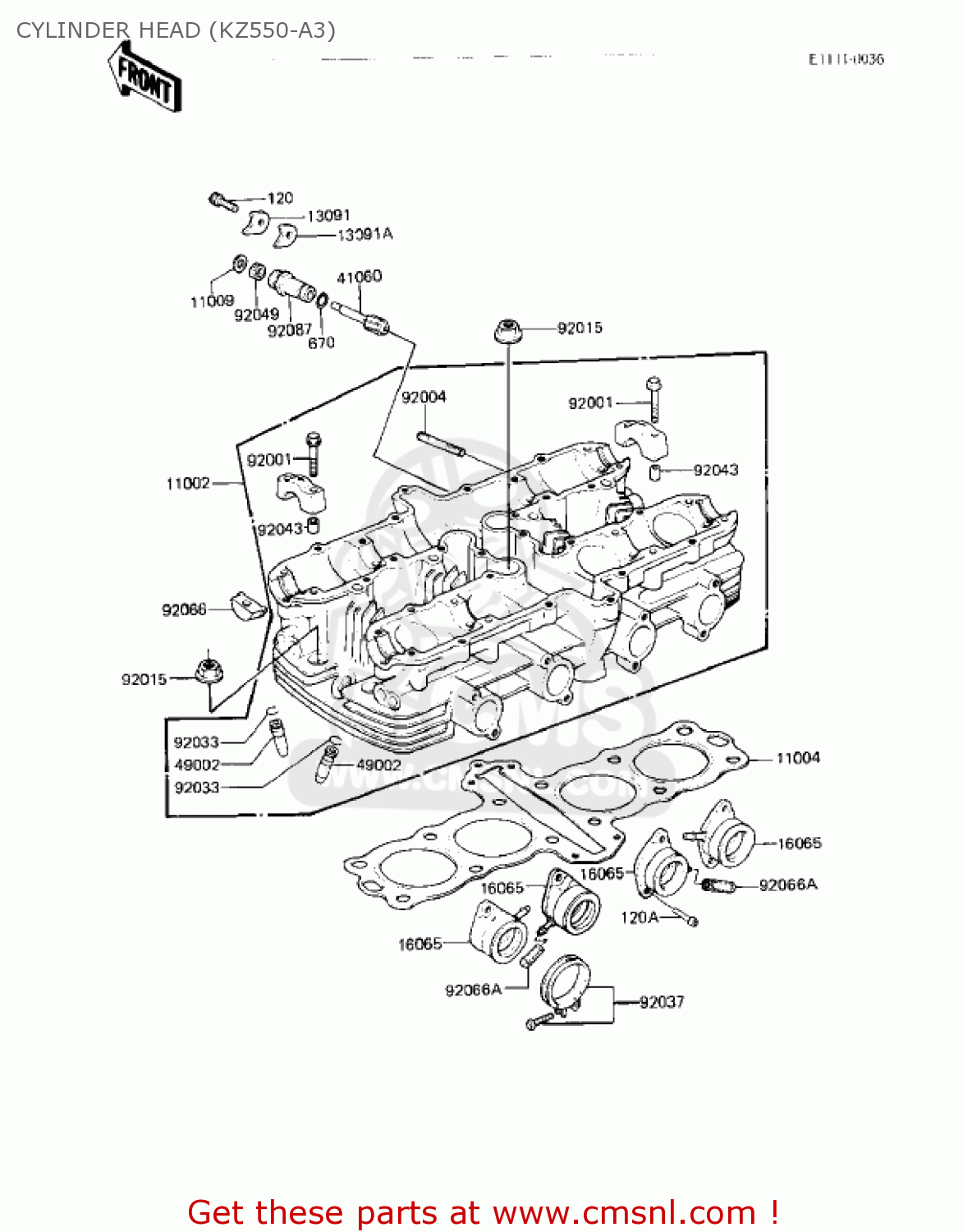 CYLINDER HEAD (KZ550-A3) KZ550A4 1983 USA CANADA