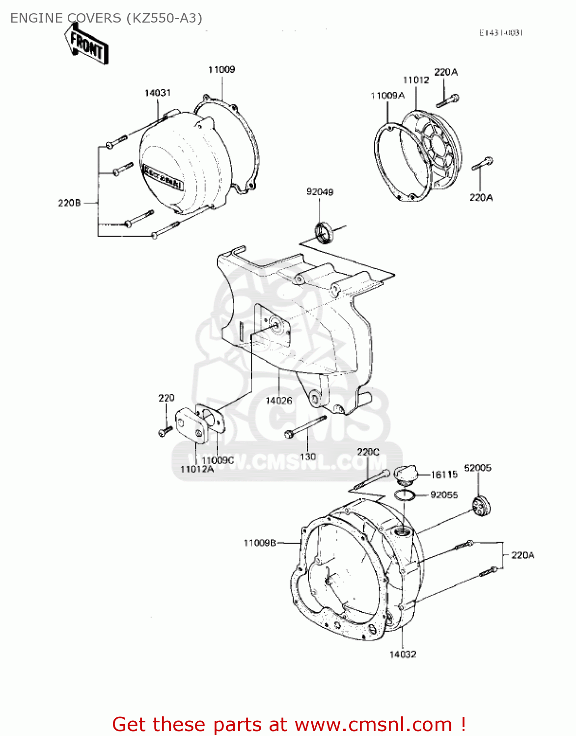 ENGINE COVERS (KZ550-A3) KZ550A4 1983 USA CANADA