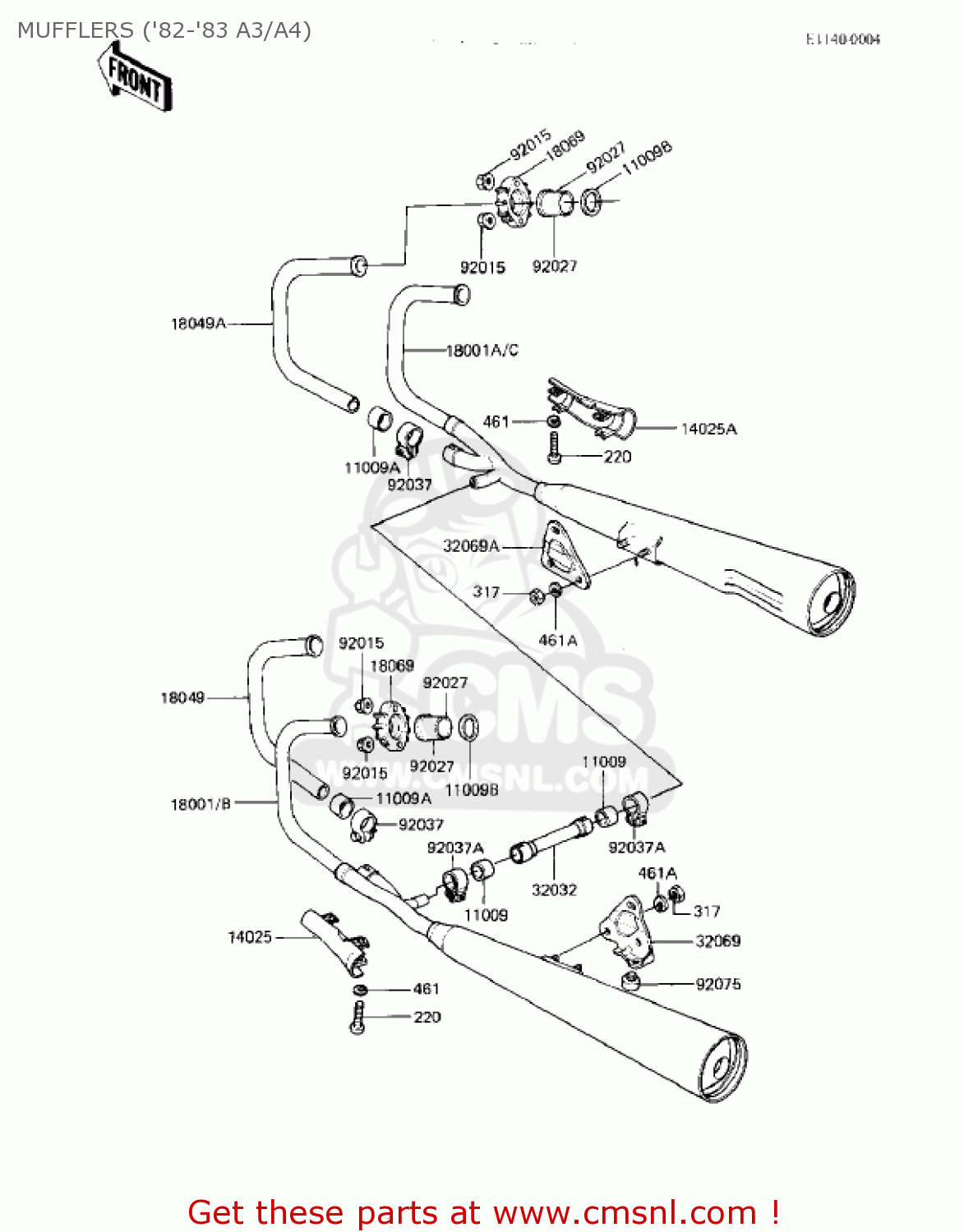 MUFFLERS ('82-'83 A3/A4) KZ550A4 1983 USA CANADA