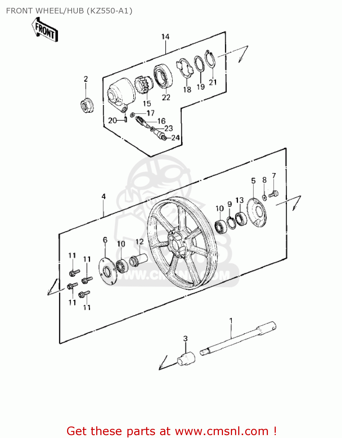 FRONT WHEEL/HUB (KZ550-A1) KZ550A4 1983 USA CANADA