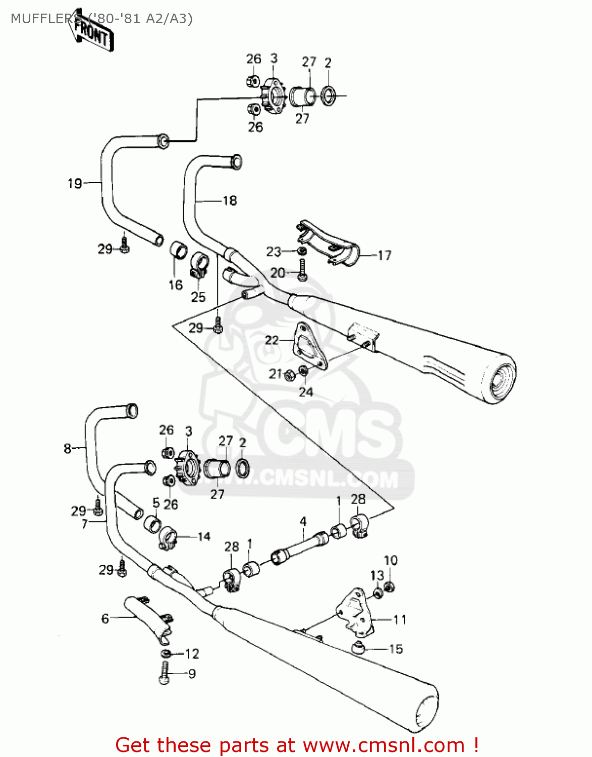 MUFFLERS ('80-'81 A2/A3) KZ550A4 1983 USA CANADA