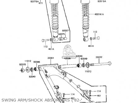 SWING ARM/SHOCK ABSORBERS ('82-' - KZ550A4 1983 USA CANADA