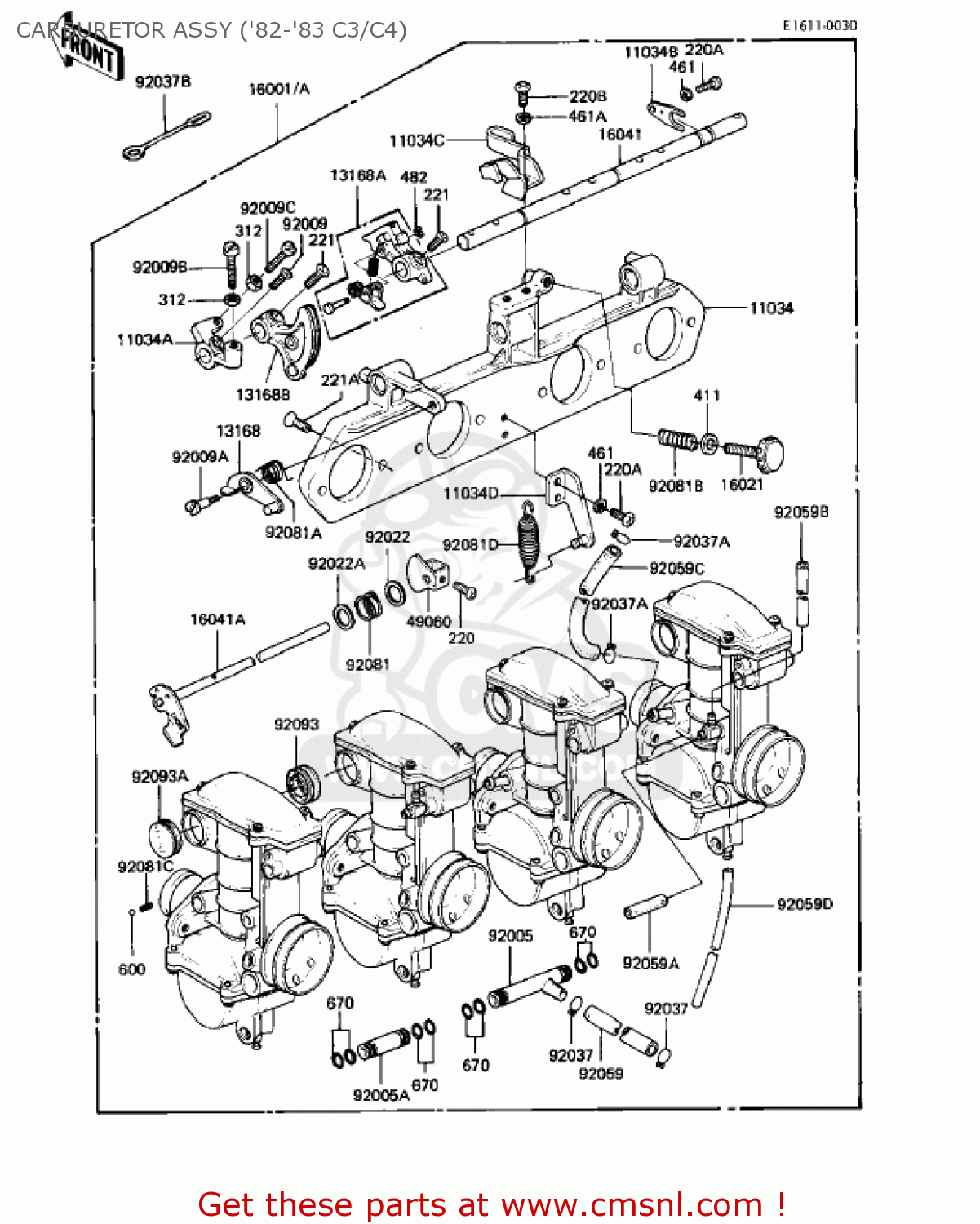 CARBURETOR ASSY ('82-'83 C3/C4) KZ550C1 LTD 1980 USA CANADA