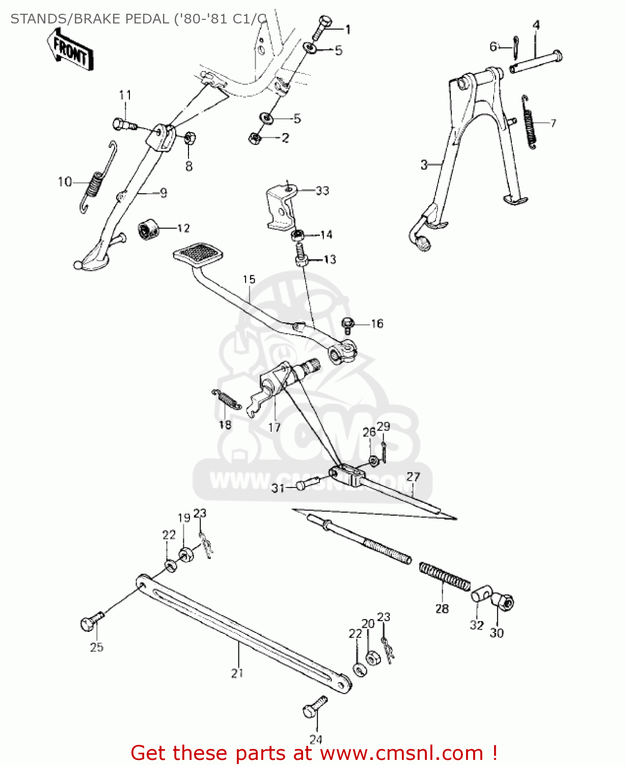 STANDS/BRAKE PEDAL ('80-'81 C1/C KZ550C1 LTD 1980 USA CANADA