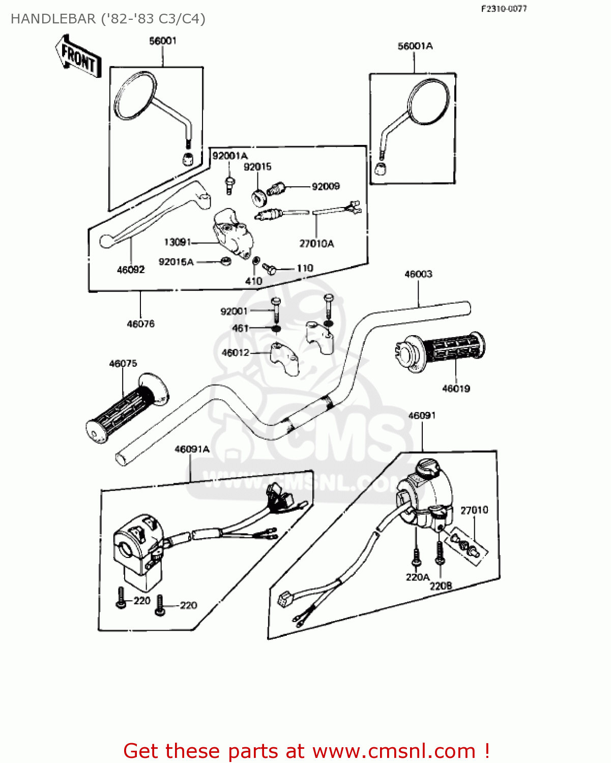 HANDLEBAR ('82-'83 C3/C4) KZ550C1 LTD 1980 USA CANADA