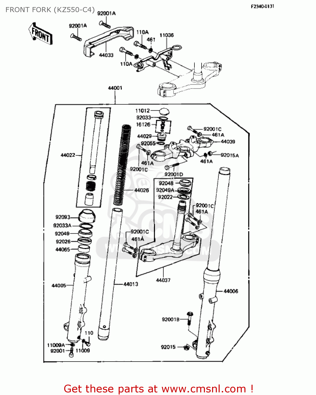 FRONT FORK (KZ550-C4) KZ550C1 LTD 1980 USA CANADA