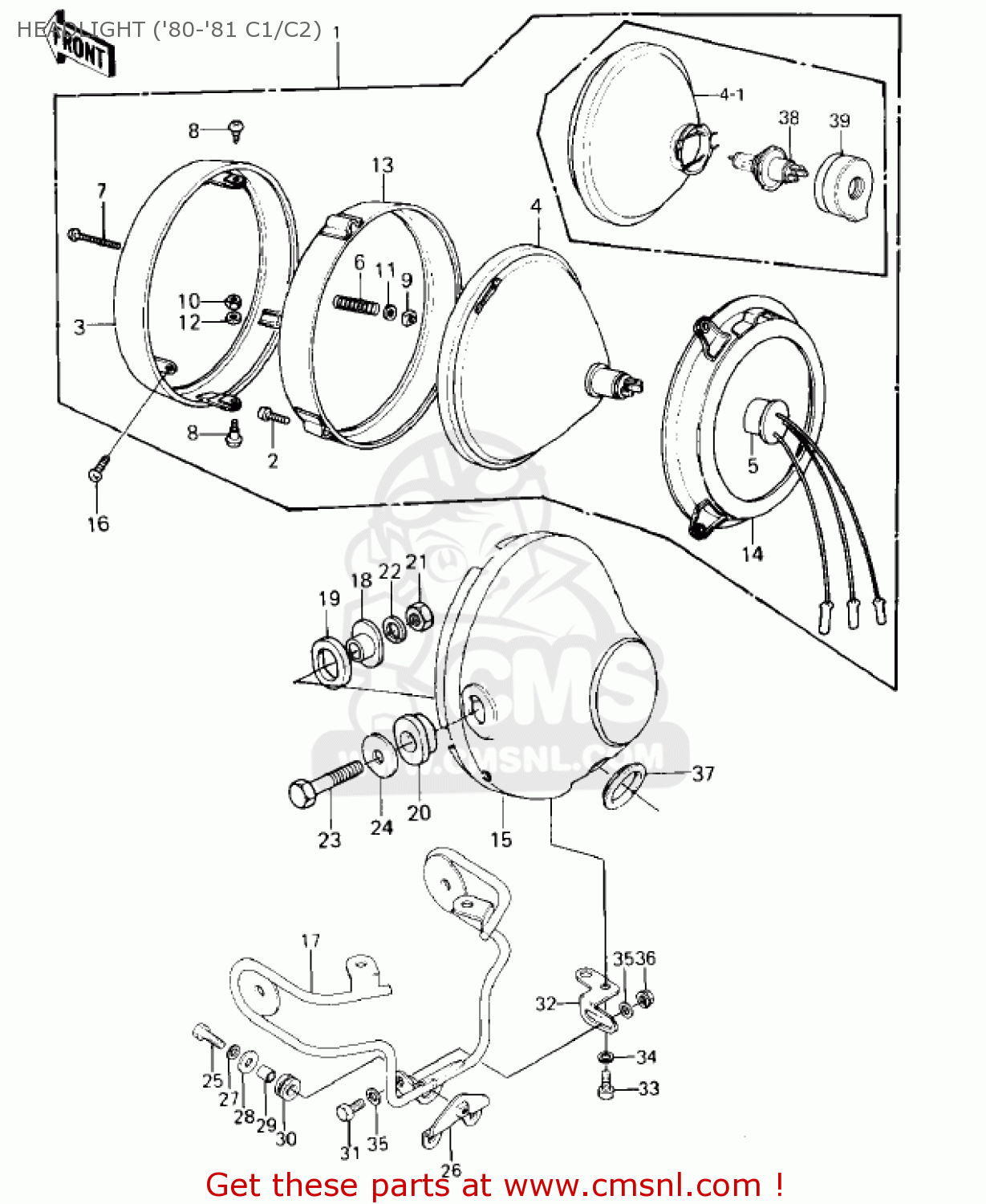HEADLIGHT ('80-'81 C1/C2) KZ550C1 LTD 1980 USA CANADA